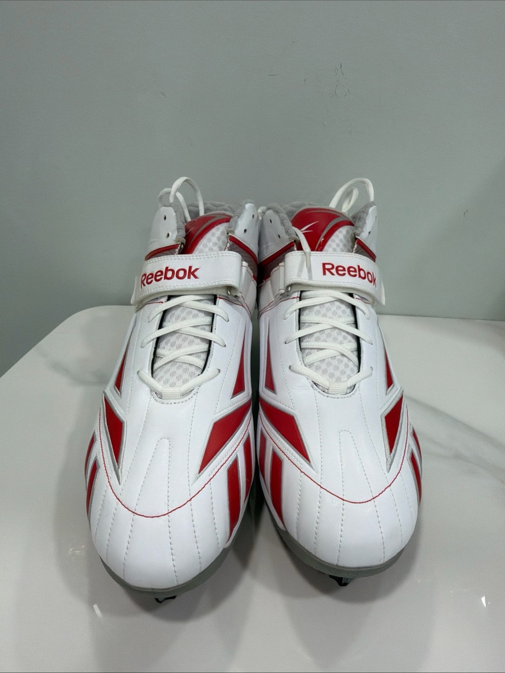 Reebok White and Red Men's Football Cleats